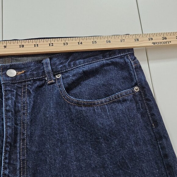 Uniqlo Jean Women 32 Indigo Relaxed Tapered High Rise Cropped Fabric By Kaihara - Picture 5 of 16